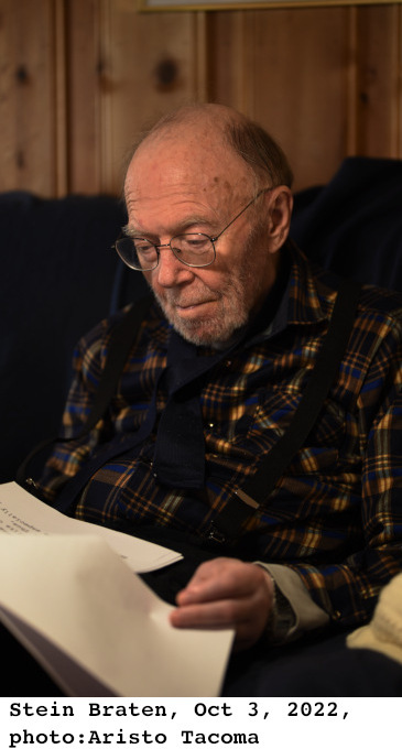 Prof.emeritus Stein Braten, October 3, 2022, photographed by Aristo Tacoma